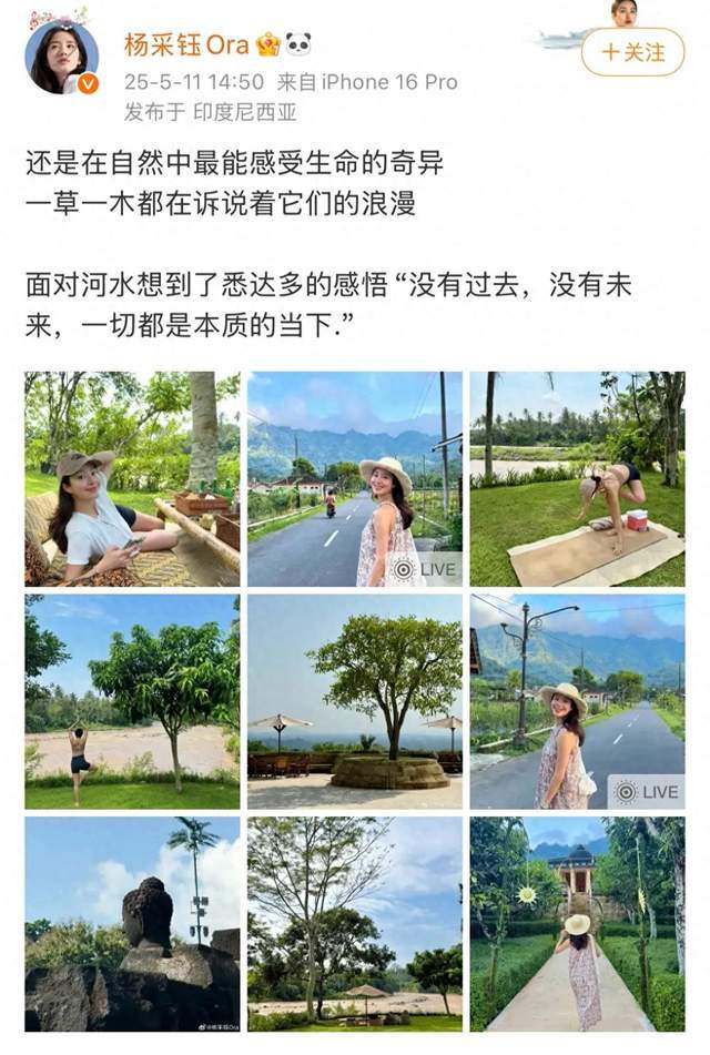 杨采钰晒孕期美照！素颜韵味十足坚持瑜伽锻炼纤细得让人羡慕(图2)