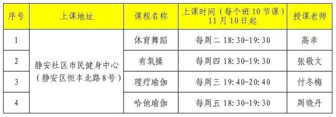 4项课程报名！这个健身中心市民健身夜校（秋季班）开启(图1)
